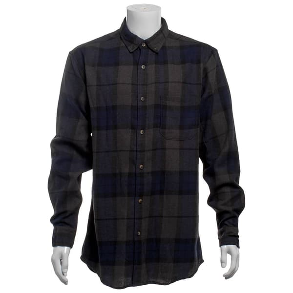 Mens Big & Tall Mountain Ridge Flannel Shirt-Black/Blue/Charcoal