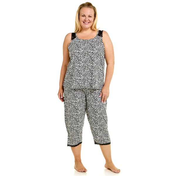 Plus Size Rene Rofe&#40;R&#41; Animal Lace Trim Tank & Capri Pajama Set - image 