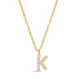 Sterling Silver Gold K Initial Cubic Zirconia Necklace