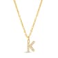 Sterling Silver Gold K Initial Cubic Zirconia Necklace - image 1