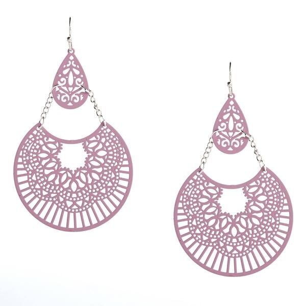 Ashley Cooper&#40;tm&#41; Lavender & Silver-Tone Filigree Fan Drop Earrings - image 