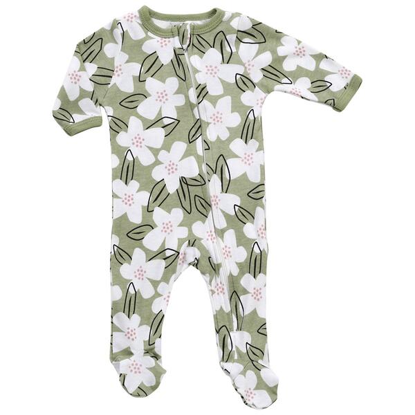 Baby Girl &#40;NB-9M&#41; Mini Hop Floral Zip Footie Pajama - image 