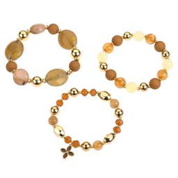 Ashley Cooper(tm) Trio Gold-Tone & Earth-Tone Beaded Bracelet Set