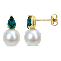 Gemstone Classics(tm) Freshwater Pearl & Alexandrite Stud Earrings