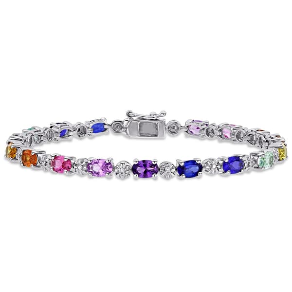 Gemstone Classics&#40;tm&#41; Diamond & Multi-Color Sapphire Bracelet - image 