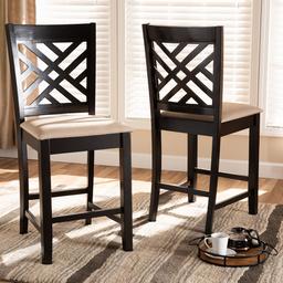 Baxton Studio Caron Wood Counter Height Pub Chairs - Set of 2