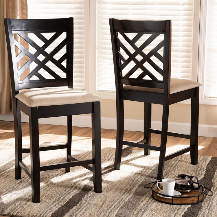 Baxton Studio Caron Wood Counter Height Pub Chairs - Set of 2