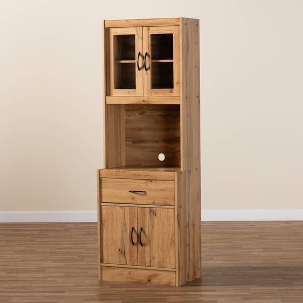 Baxton Studio Laurana Oak Brown Wood Kitchen Cabinet & Hutch