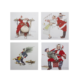 Northlight 4pc. Classic Norman Rockwell Christmas Scene Prints