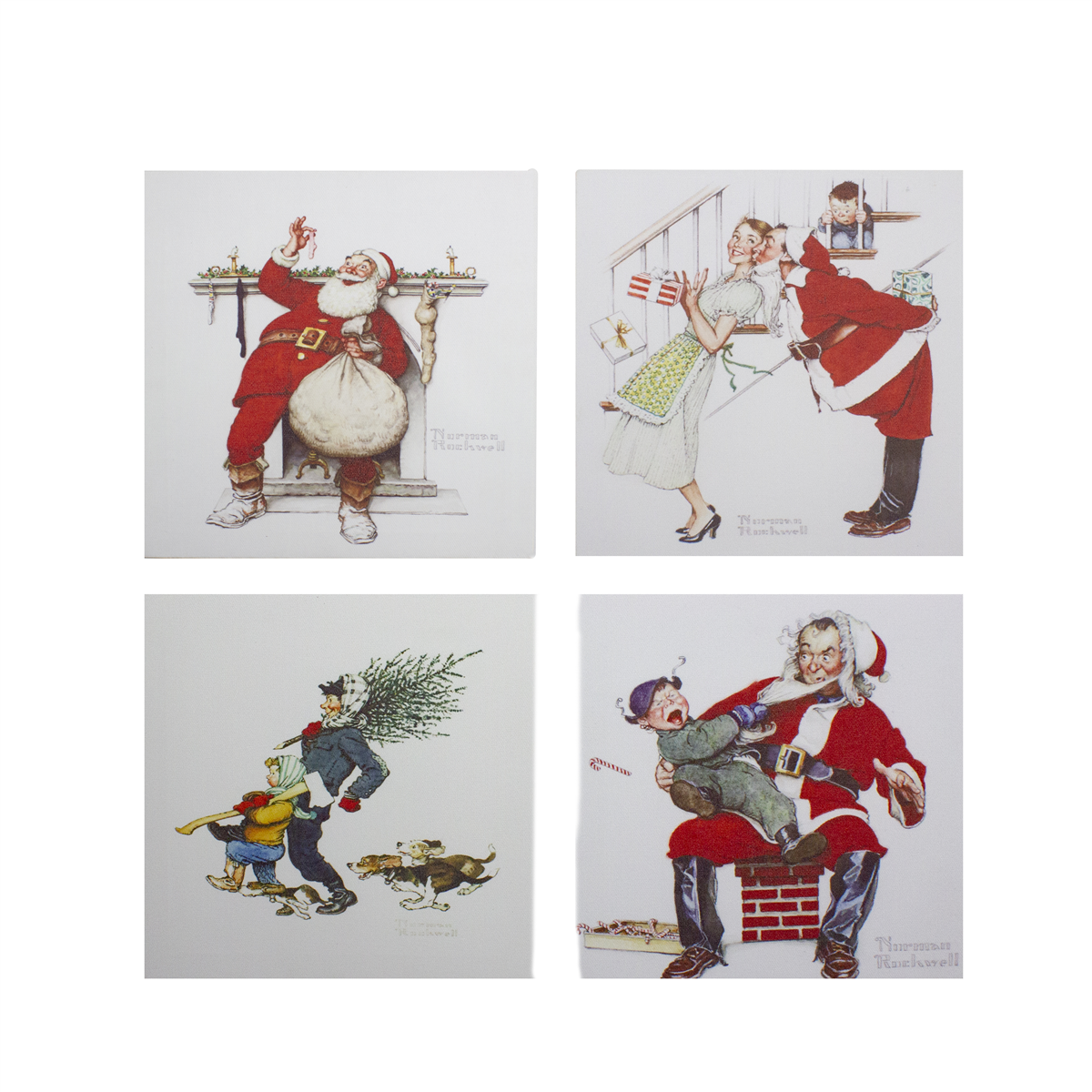Northlight 4pc. Classic Norman Rockwell Christmas Scene Prints