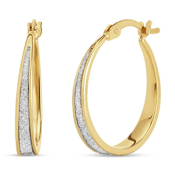 Forever New 18kt. Gold Plated Glitter Graduated Hoop Earrings - image 