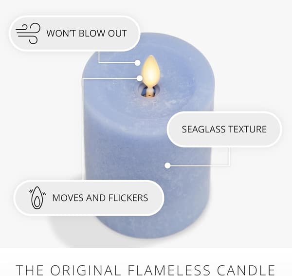 Luminara 3x6.5 Sea Glass Fameless LED Pillar Candle