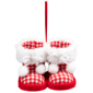 Northlight Checkered Baby Boots with Pom Poms Christmas Ornament - image 2