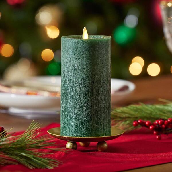 Luminara 3x6.5 Green Sea Glass Pillar Candle - image 
