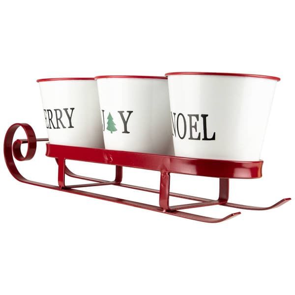 Northlight Seasonal 18.75in. Sleigh Buckets Table Centerpiece
