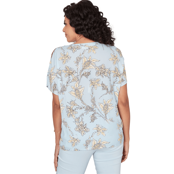 Plus Size Emaline Limoncello Sunrise Cold Shoulder Floral Blouse