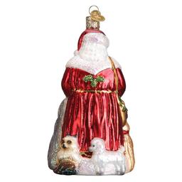 Old World Christmas Santa Furry Friends Glass Ornament