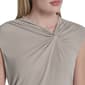 Womens DKNY Sleeveless Ruched Knot Front Solid Blouse - image 4