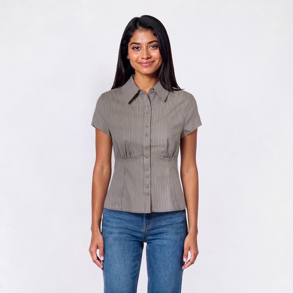 Juniors Love Tree Cap Sleeve Stripe Empire Waist Top - image 