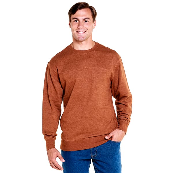Mens North Hudson Faux Suede Crew Neck Pieced Chest Sweatshirt