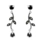 Marsala Marcasite & Black Cubic Zirconia Flower Drop Earrings - image 1