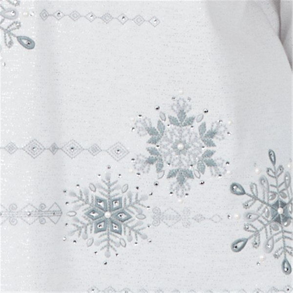 Womens Alfred Dunner Vail Pearl Snowflake Embroidered Blouse