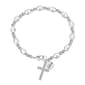 Shine Fine Silver Plated Crystal & Pearl Cross Believe Bracelet - image 1