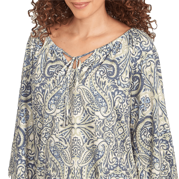 Petite Skye&#8217;s the Limit Out Of The Blue Crinkle Peasant Blouse