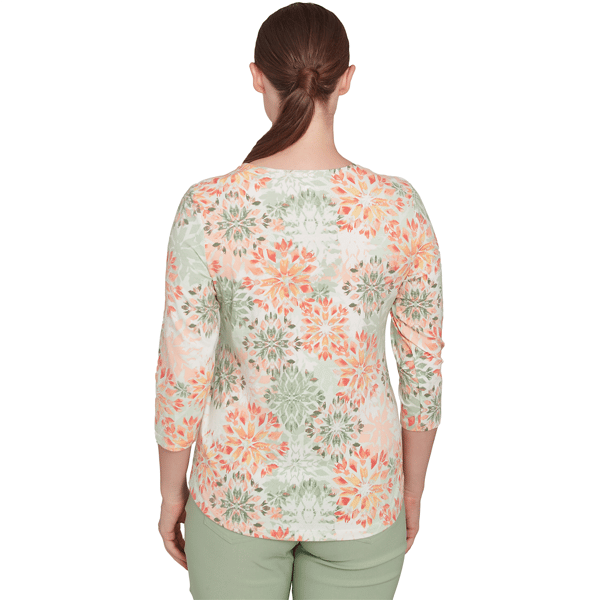 Womens Ruby Rd. Tropical Oasis Watercolor Medallion Tee