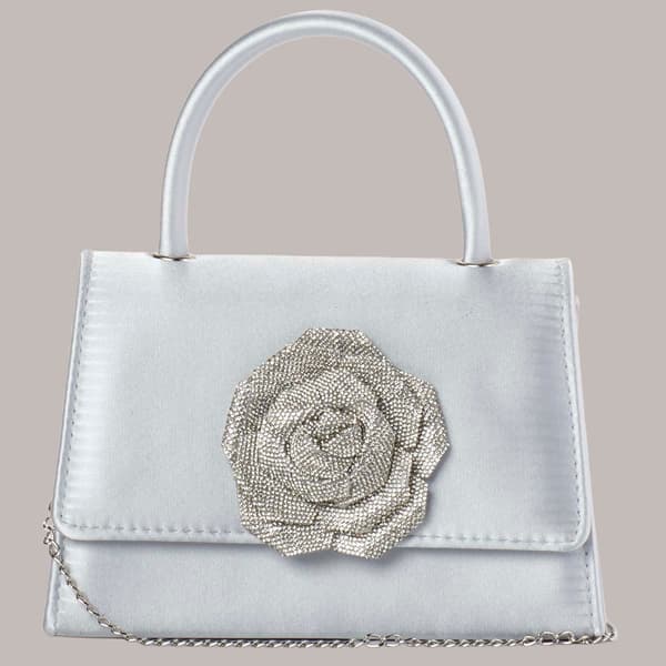 D''Margeaux Rhinestone Flower Clutch w/ Chain - image 