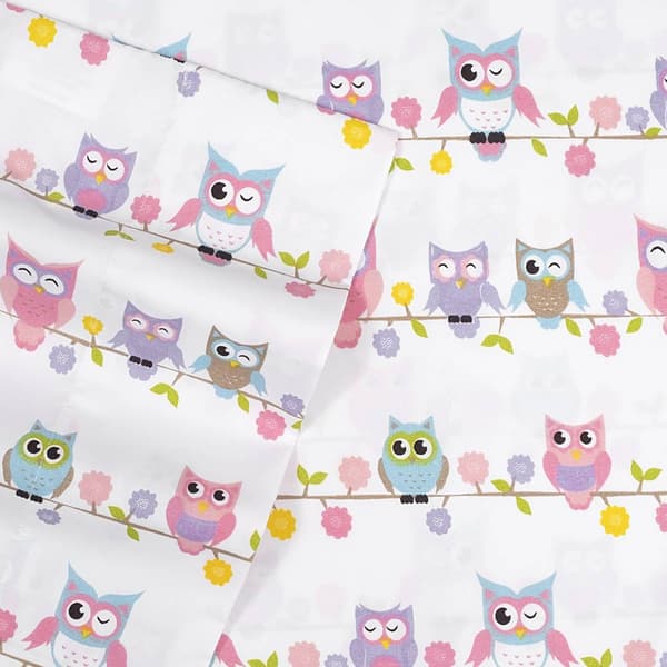 Sweet Home Collection Kids Fun & Colorful Owls Sheet Set - image 