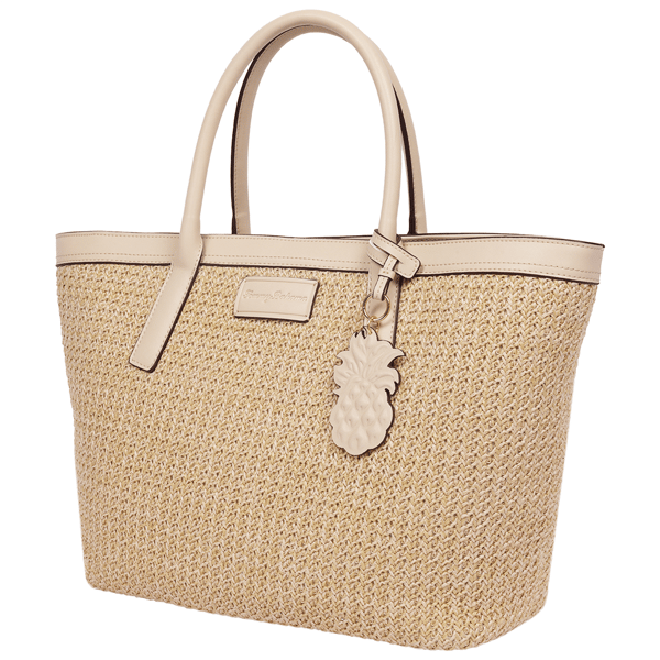 Tommy Bahama Woven Straw Beach Tote with Pineapple Charm