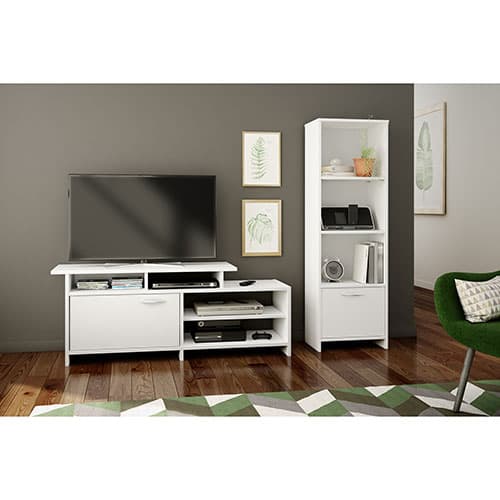 South Shore Step One 3 Shelf Bookcase with Door-Pure White