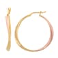 Forever New Two-Tone Rose 35x3mm Twist Hoop Earrings - image 1