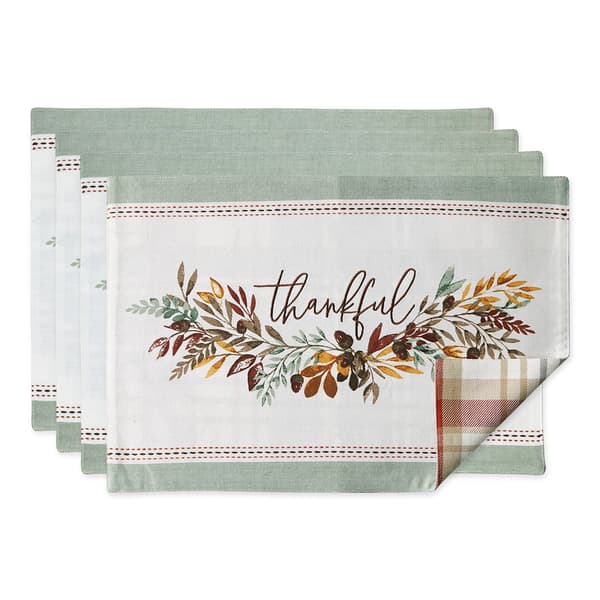 DII&#40;R&#41; Embellished Thankful Reversible Placemats - Set of 4 - image 