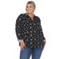 Plus Size White Mark Pleated Long Sleeve Leaf  Blouse - image 1