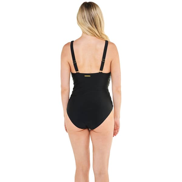 Womens Jones New York Drape Front V-Neck One Piece Swimsuit