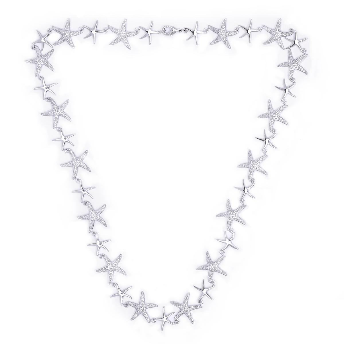 Gianni Argento Silver Plated 1/10ctw. Starfish Necklace