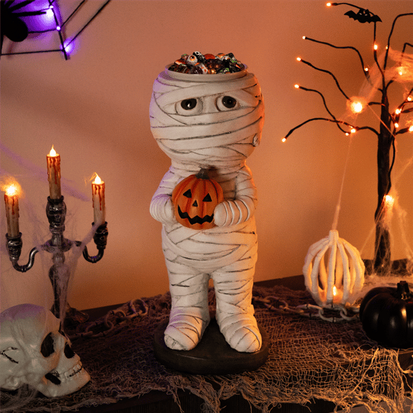Northlight Mummy Holding Jack-O''-Lantern Pumpkin Halloween Décor - image 