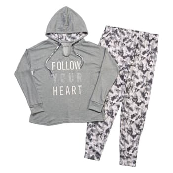 Women’s Jogger Pajama Set - Gray Heart