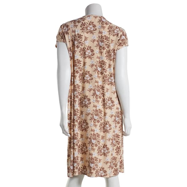 Womens Gabriella Short Sleeve Henley Peach Floral Nightgown