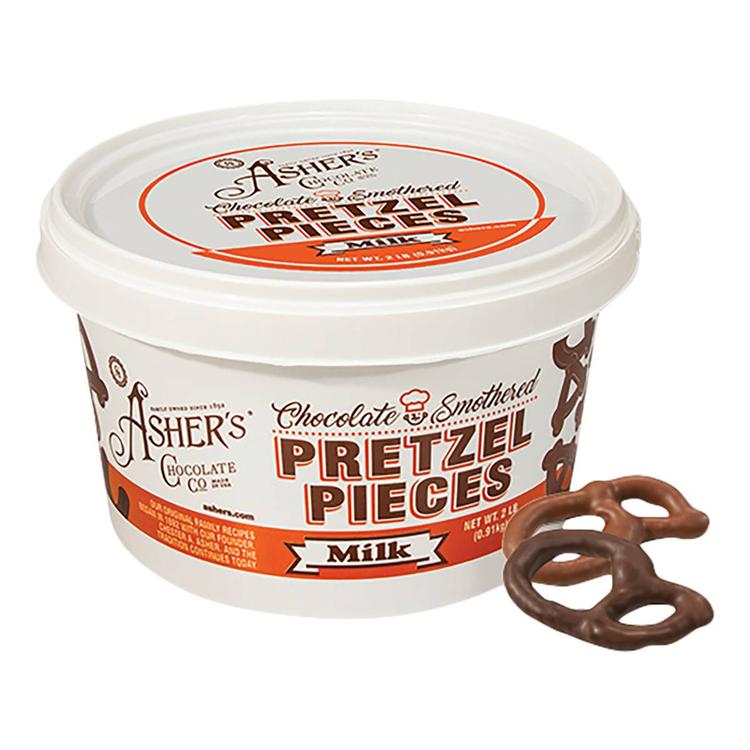 Ashers(R) Chocolate Co. Milk Chocolate 2lb. Pretzel Pieces Tub