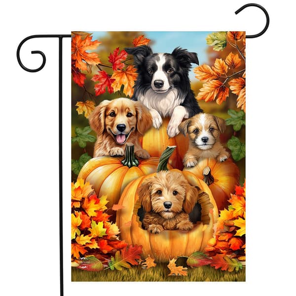Briarwood Lane Fall Pumpkin Puppies Garden Flag - image 