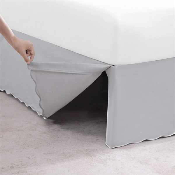Stone Cottage Solid Scallop Grey Tailored Bed Skirt