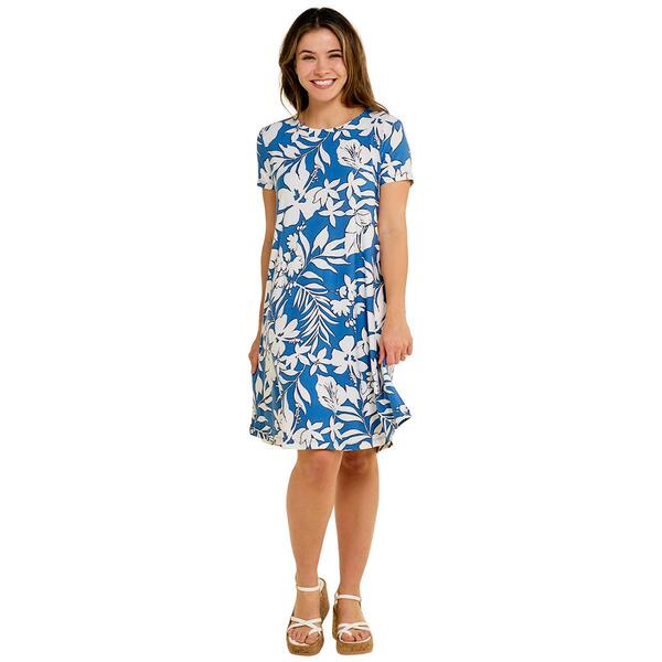 Womens Harlow & Rose Floral Shift Dress-Federal Blue - image 