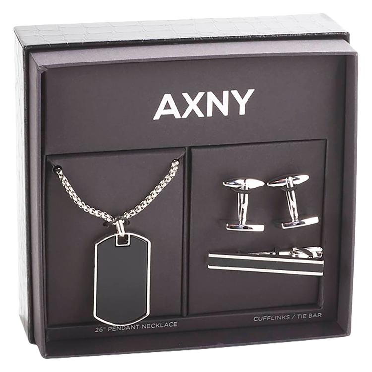 Mens Gentlemen''s Classics(tm) Silver Necklace/Tie Bar/Cuff Link Set