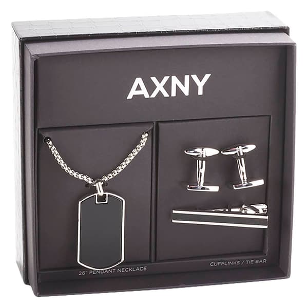 Mens Gentlemen''s Classics(tm) Silver Necklace/Tie Bar/Cuff Link Set - image 