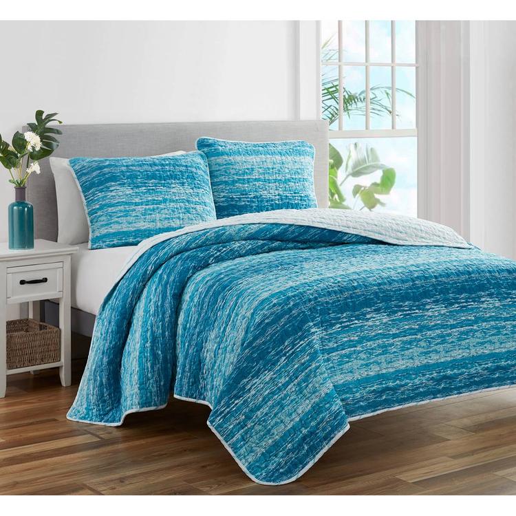 Home Retreat Ocean Stripe Quilt Bedding Set