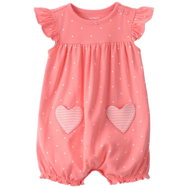Baby Girl (3-24M) Carter''s Heart Pocket Short-Sleeve Romper - Pi