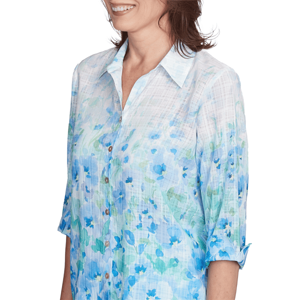 Petite Alfred Dunner St. Thomas Floral Border Button Down